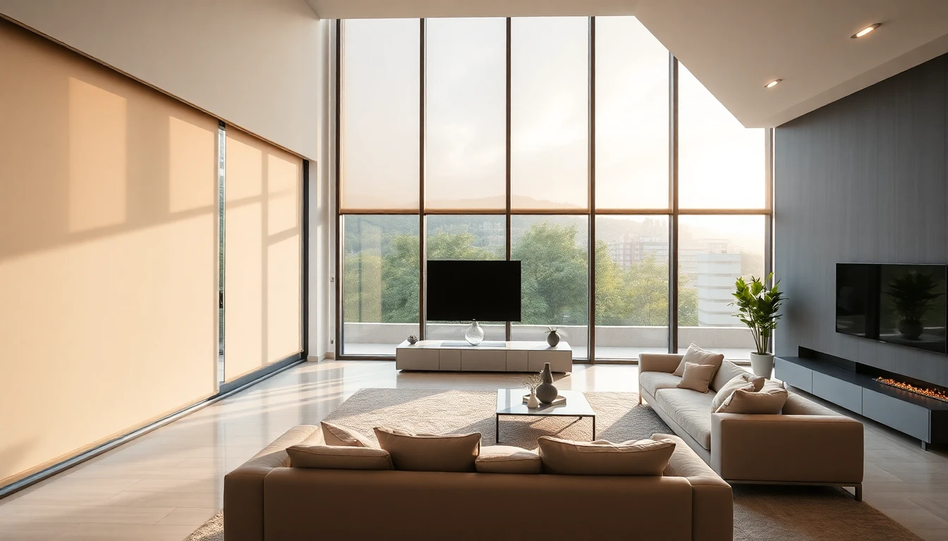 Interior moderno con cortinas Corticr